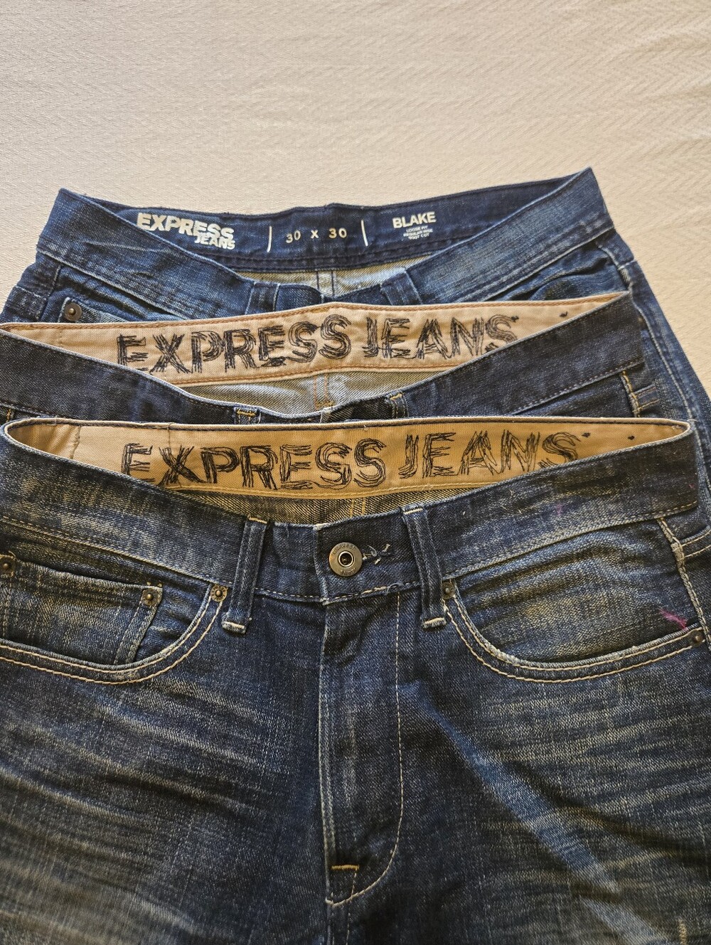 30"×30": 3 Pair Bundle Express Men’s Jeans in Dark Blue